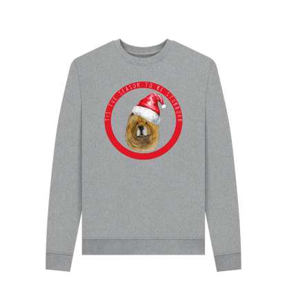 Light Heather Tis the Season to Be Stubborn: Red Chow Chow Women's Christmas Crewneck Sweatshirt