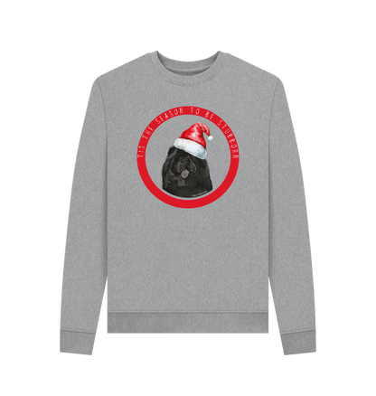 Light Heather Tis the Season to Be Stubborn: Black Chow Chow Women's Christmas Crewneck Sweatshirt