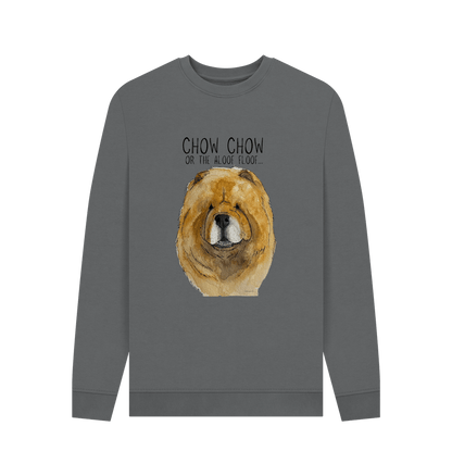 Slate Grey Red Chow Chow Men's Crew Neck Sweatshirt