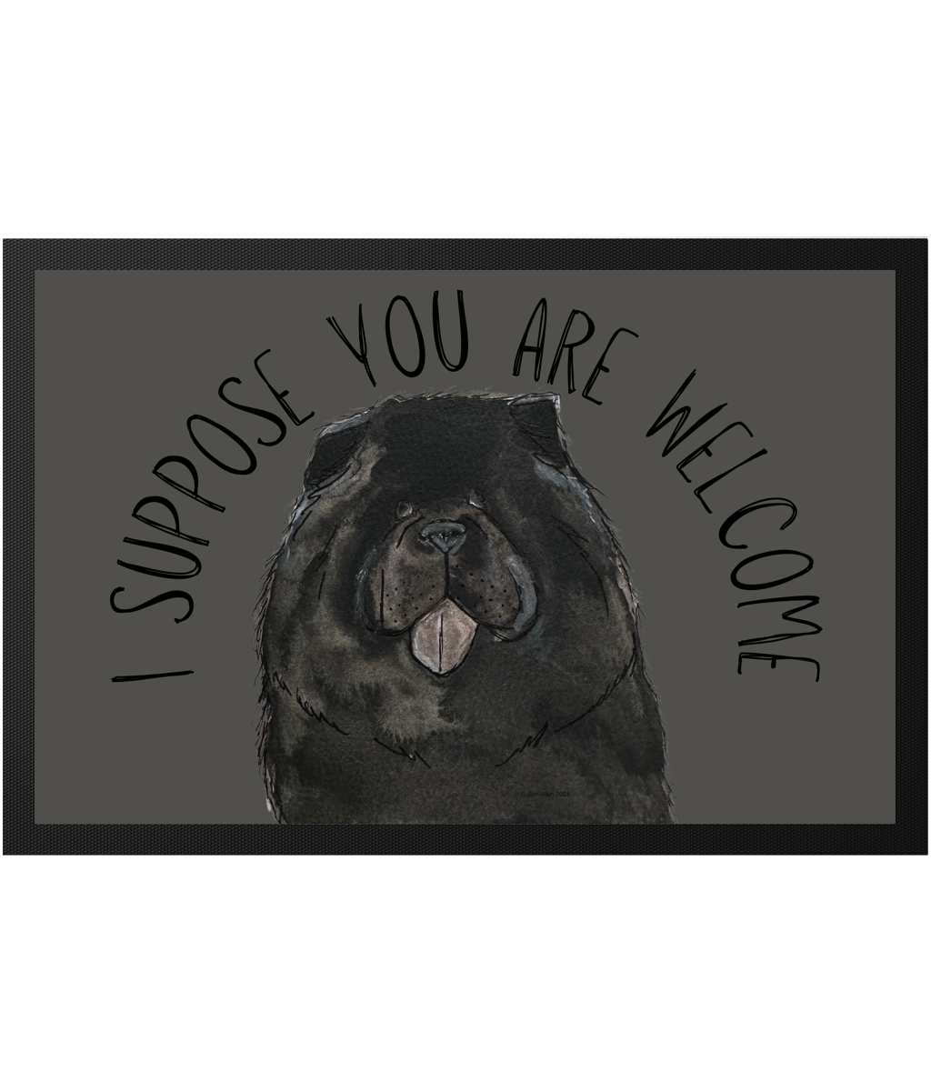 Charming Black Chow Chow Door Mat – Relunctantly Welcome Guests with Style