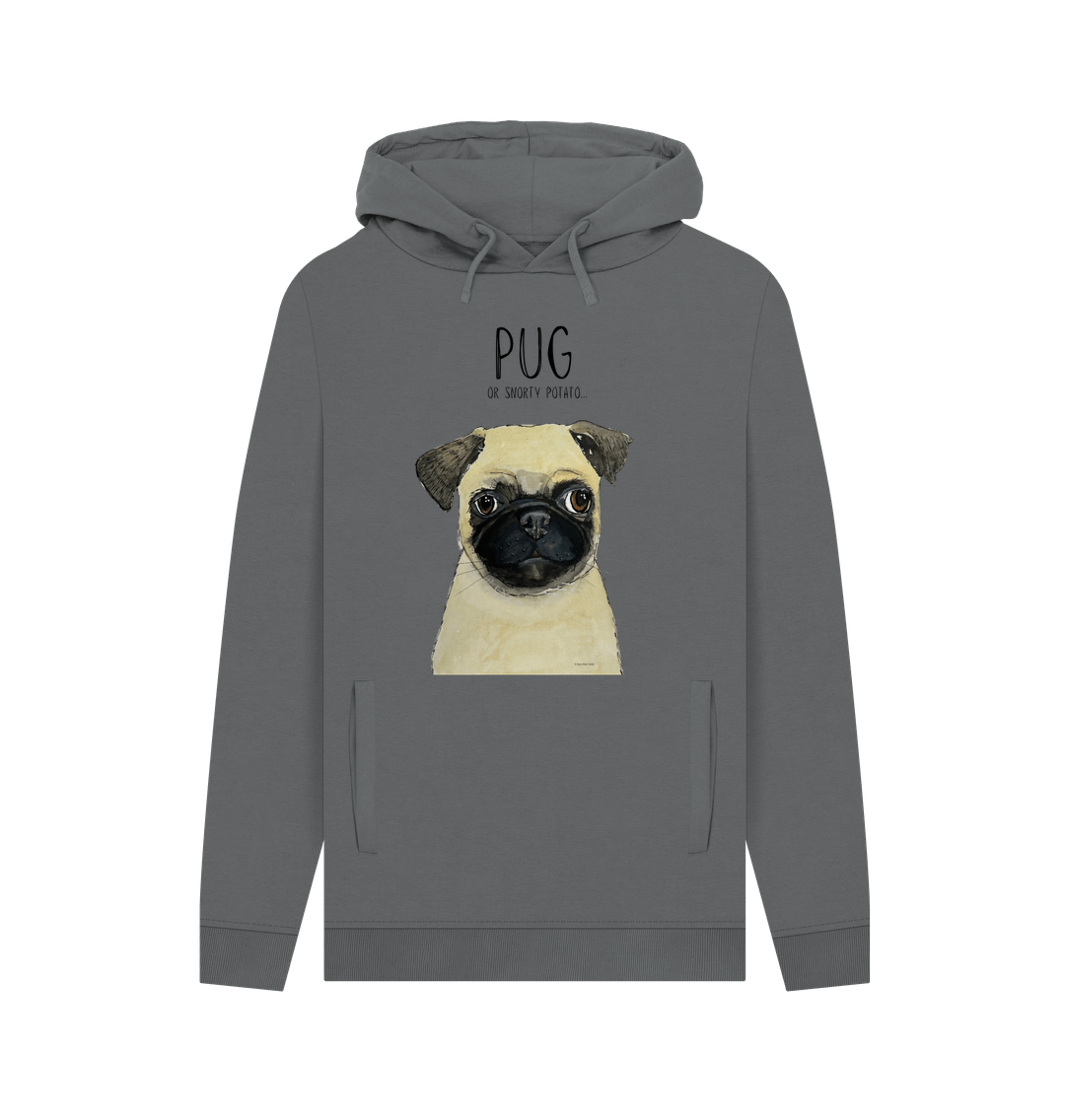 Slate Grey Pug Men's Hoodie