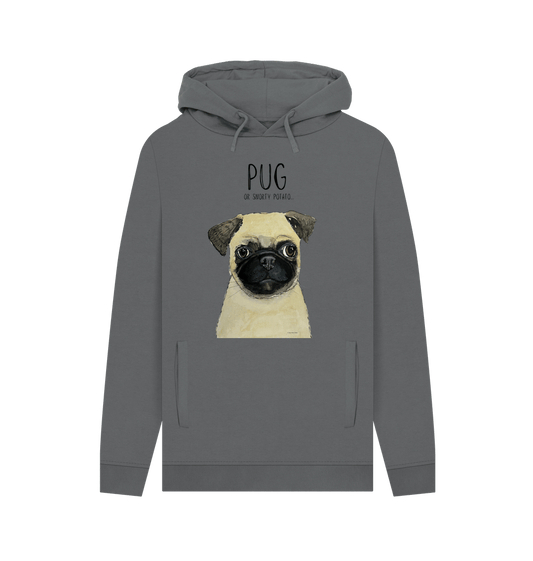 Slate Grey Pug Men's Hoodie