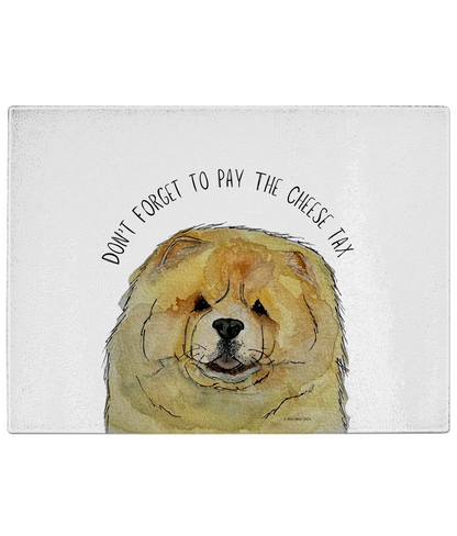 Slice with Style: Fawn Chow Chow "Cheese Tax" Glass Chopping Board