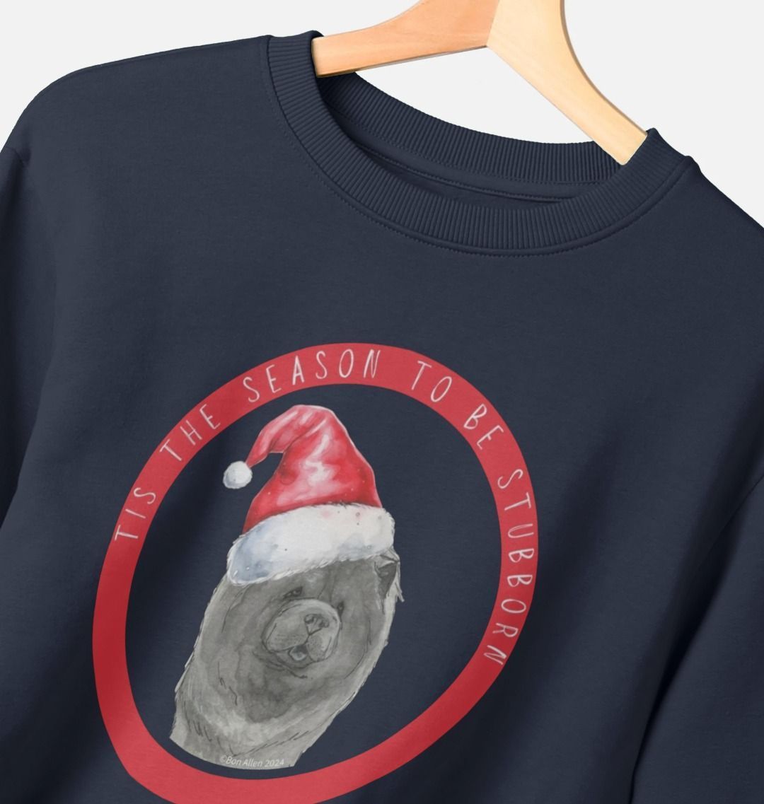 Tis the Season to Be Stubborn: Blue Chow Chow Women's Christmas Crewneck Sweatshirt