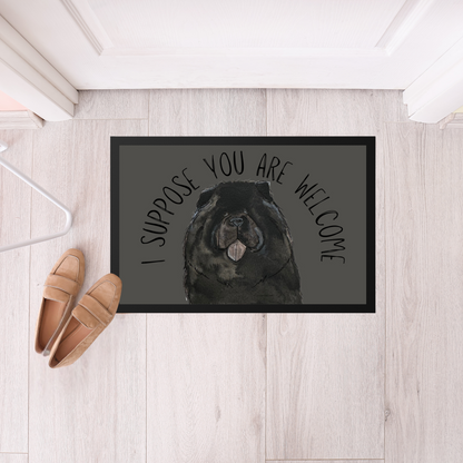 Charming Black Chow Chow Door Mat – Relunctantly Welcome Guests with Style