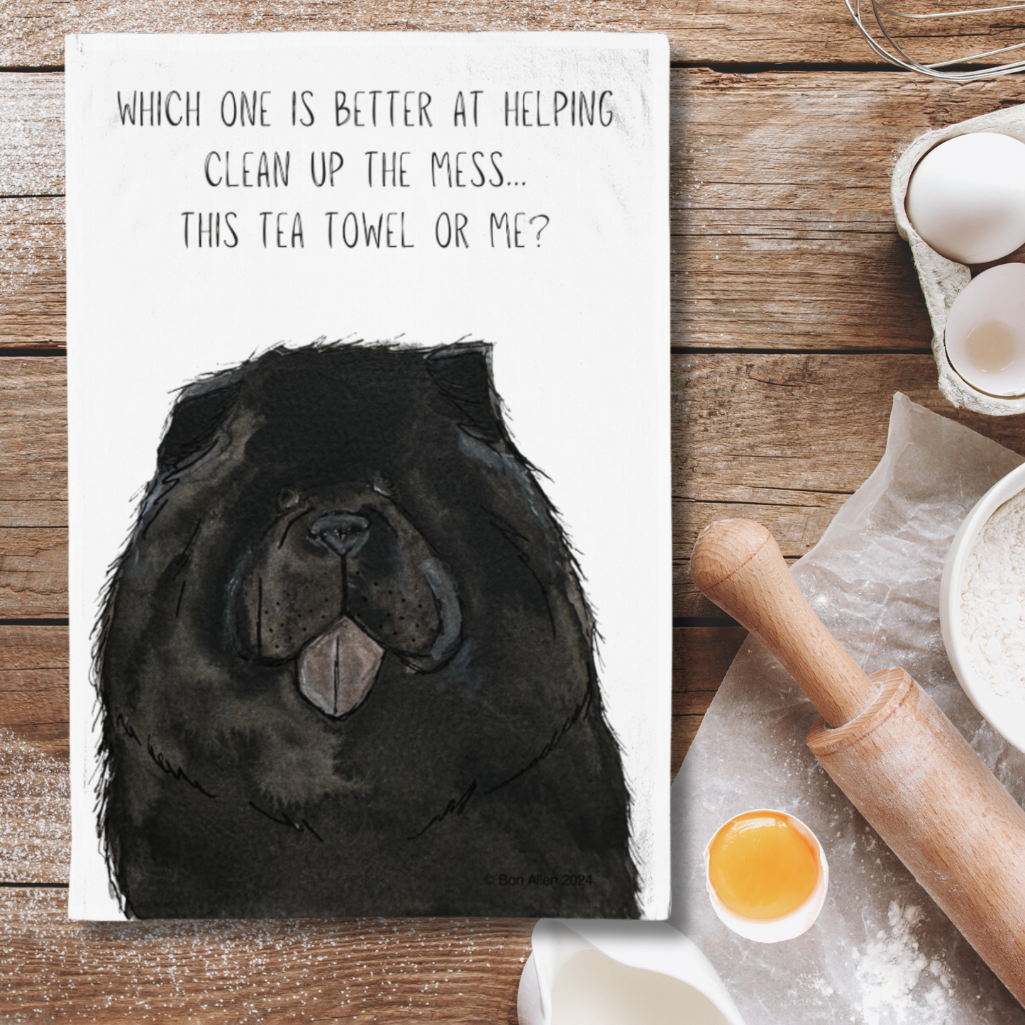 Black Chow Chow Tea Towel – Dry Your Dishes in Floofy Style!