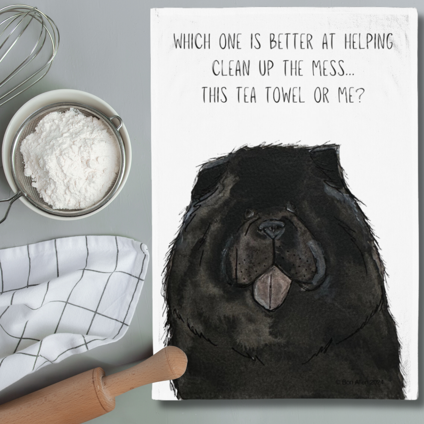 Black Chow Chow Tea Towel – Dry Your Dishes in Floofy Style!