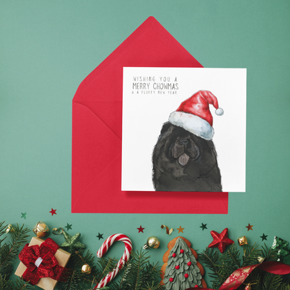 Merry Chowmas: Black Chow Chow Christmas Card for a Fluffy Festive Season!