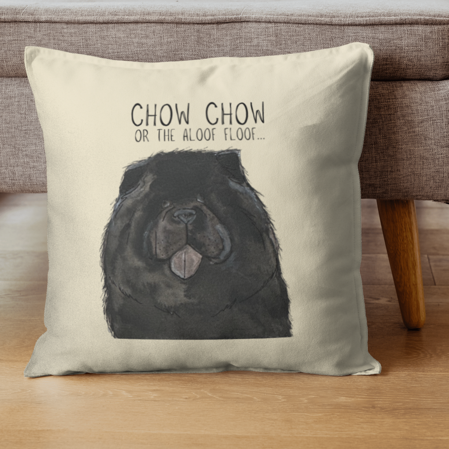 Black Chow Chow Natural Cushion Cover – Add Fluffy Charm to Your Home