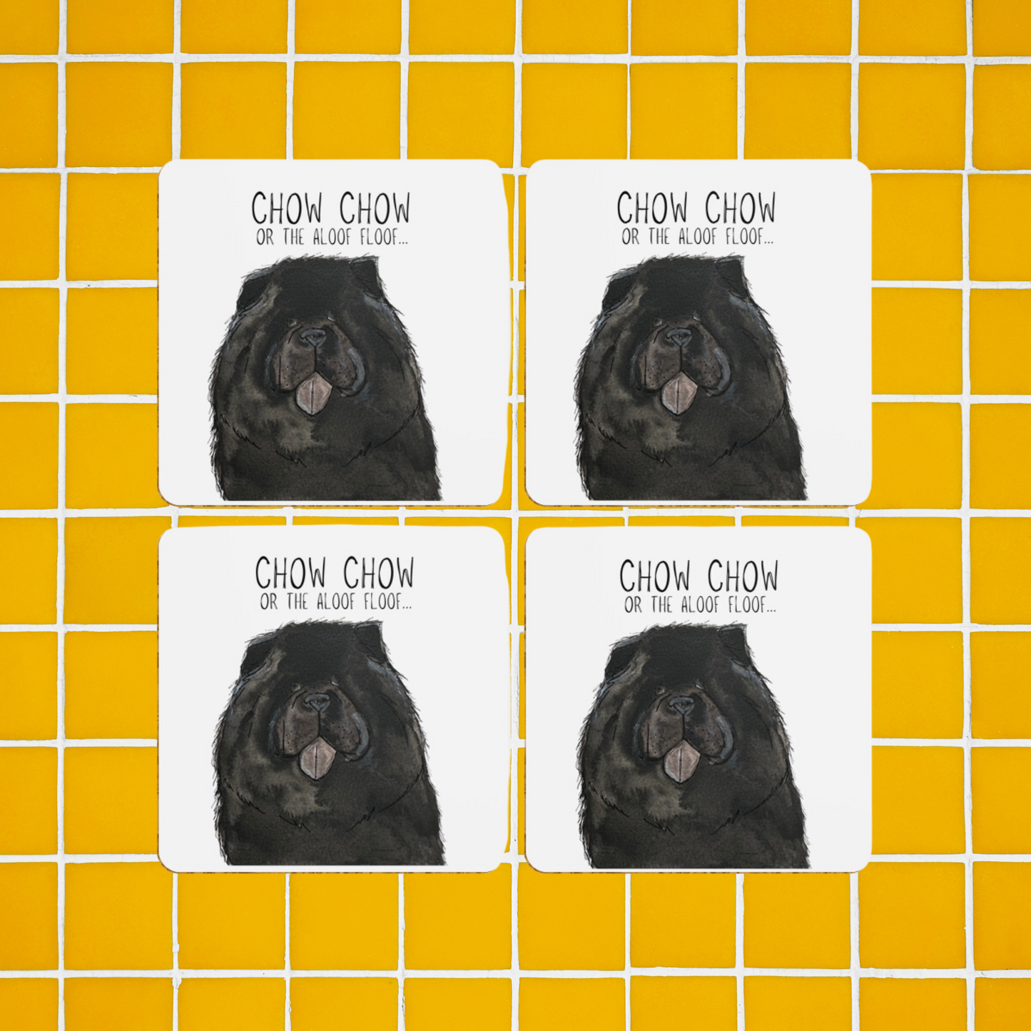 Chow-tastic Coasters: Black Chow Chow Pack of 4