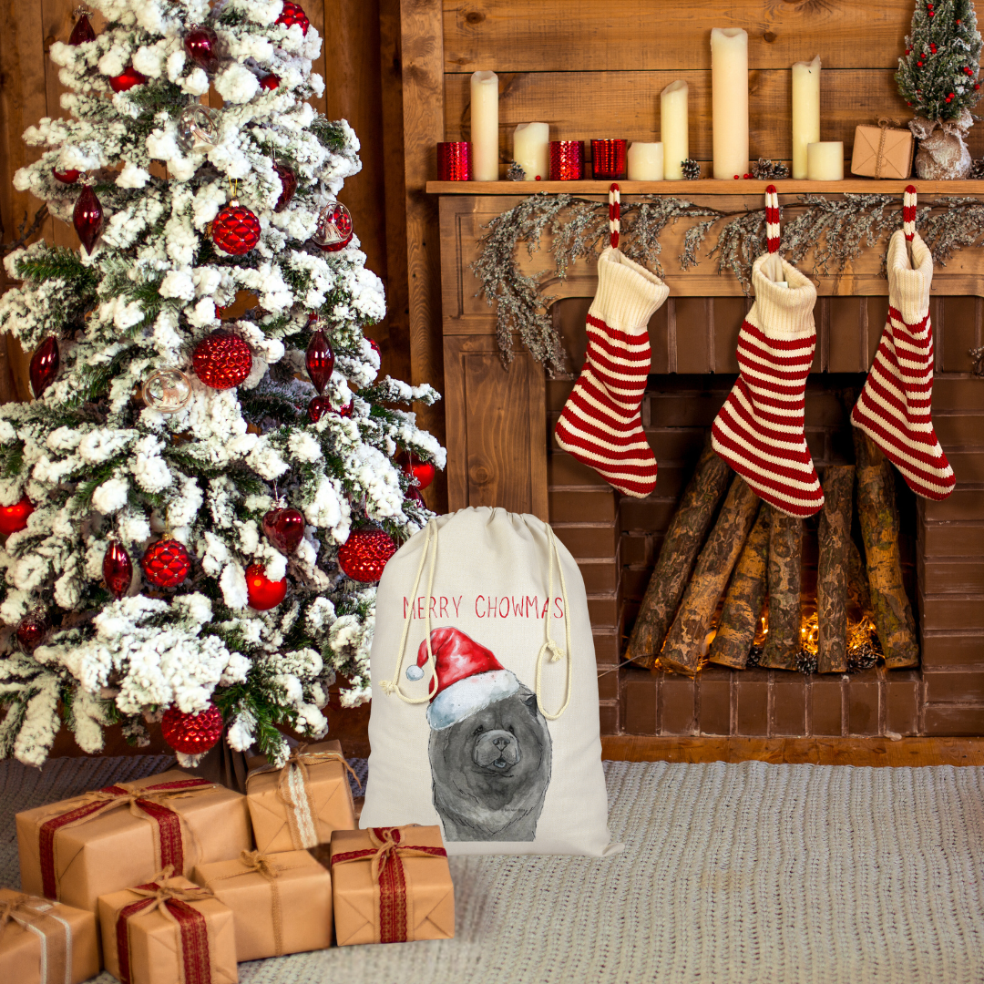 Blue Chow Chow Christmas Gift Sack – "Merry Chowmas"