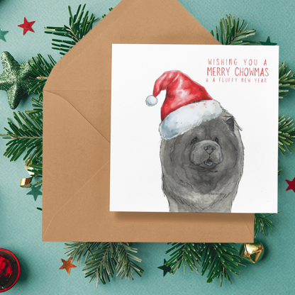 Merry Chowmas: Blue Chow Chow Christmas Card for a Fluffy Festive Season!