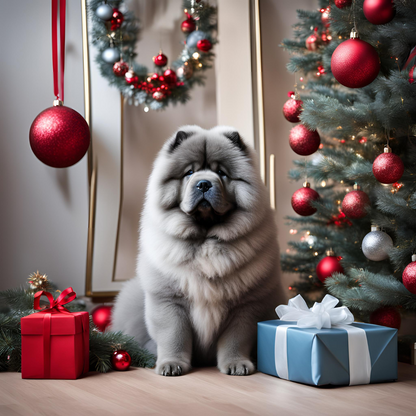 Tis the Season to Be Stubborn: Blue Chow Chow Baby's Christmas Bodysuit