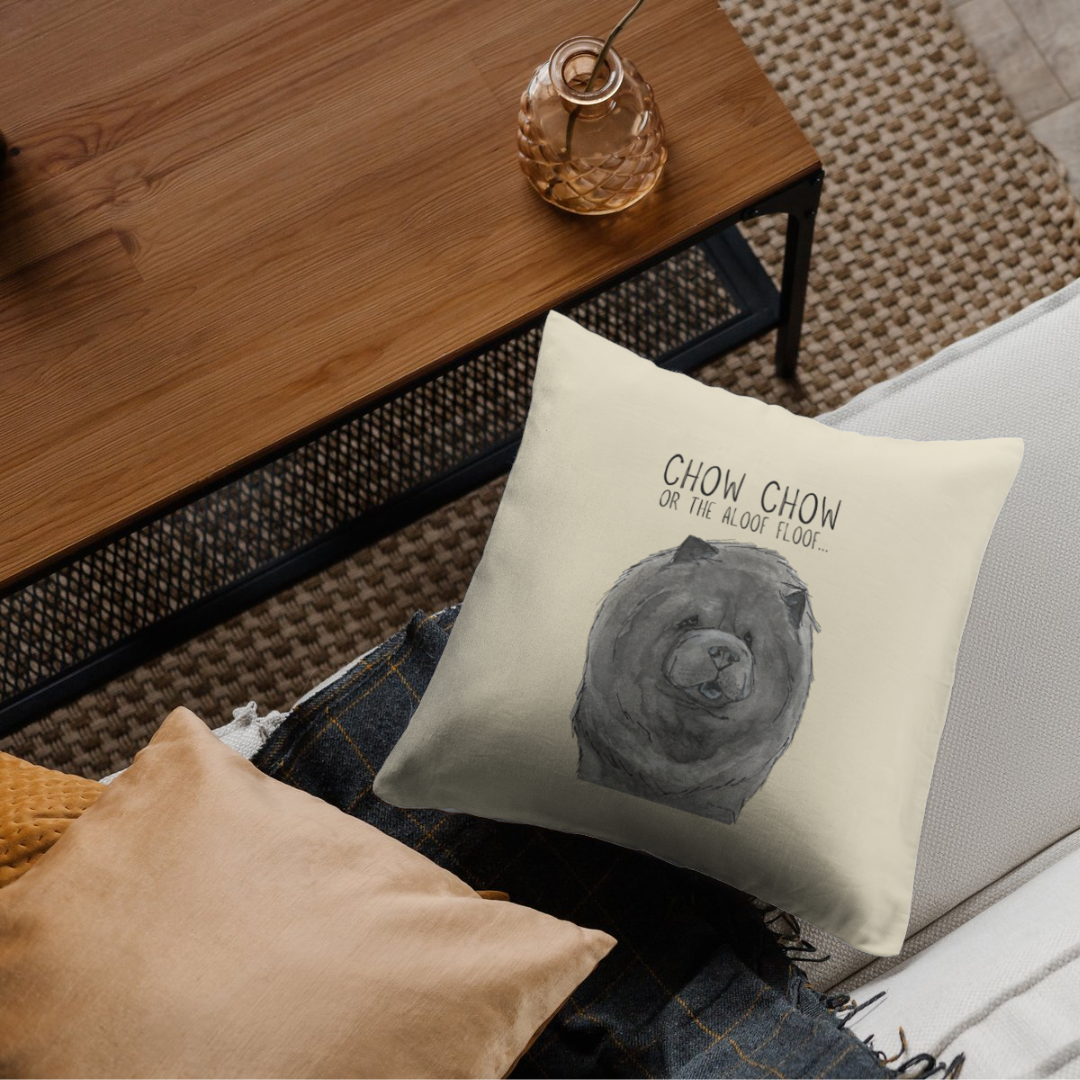 Blue Chow Chow Cushion Cover – Featuring The Aloof Floof Design!