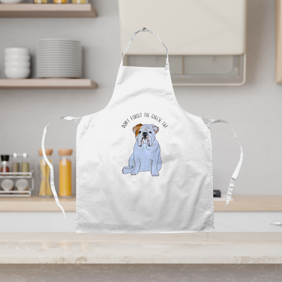 Bulldog Cheese Tax Apron – Culinary Begging Expert!