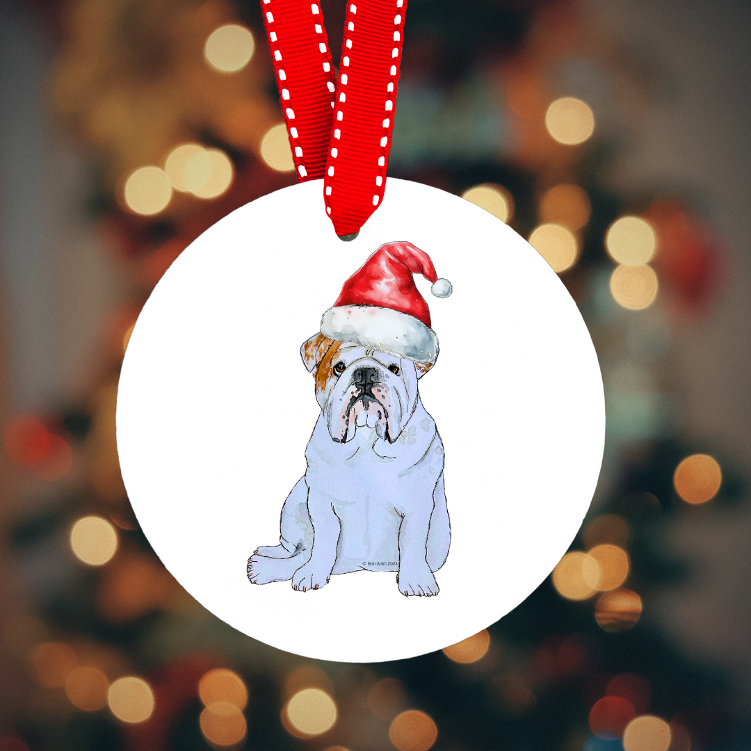 Festive Bulldog Ceramic Ornament – Deck the Halls with Paws!