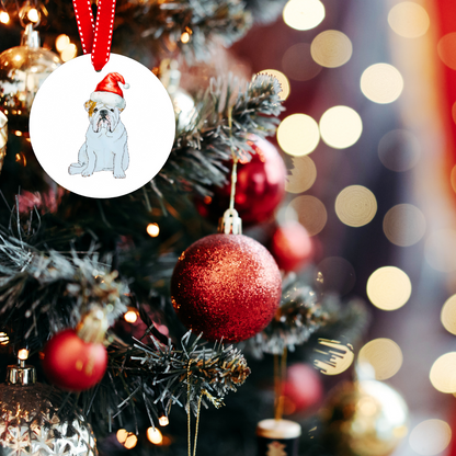 Festive Bulldog Ceramic Ornament – Deck the Halls with Paws!