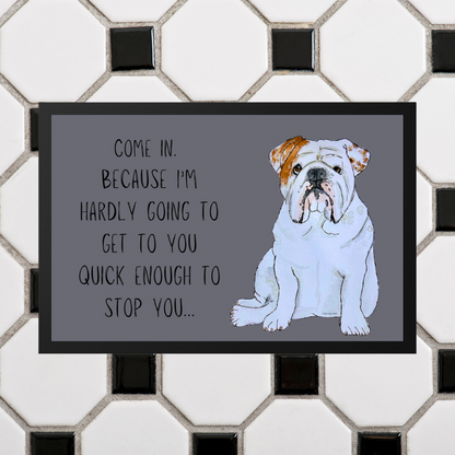 Bulldog Doormat: Welcome, But Don’t Expect a Speedy Greeting!