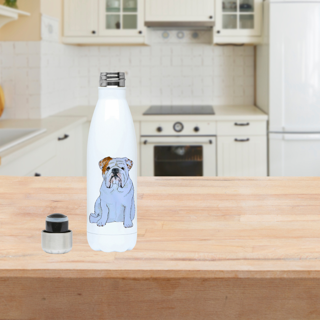 Stay Hydrated Under Watchful Eyes: Bulldog Metal Water Bottle – 'Every Sip You Take, I’ll Be Watching You!'