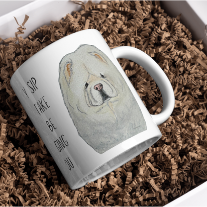 Cream Chow Chow Mug – "Every Sip You Take, I’ll Be Watching You"