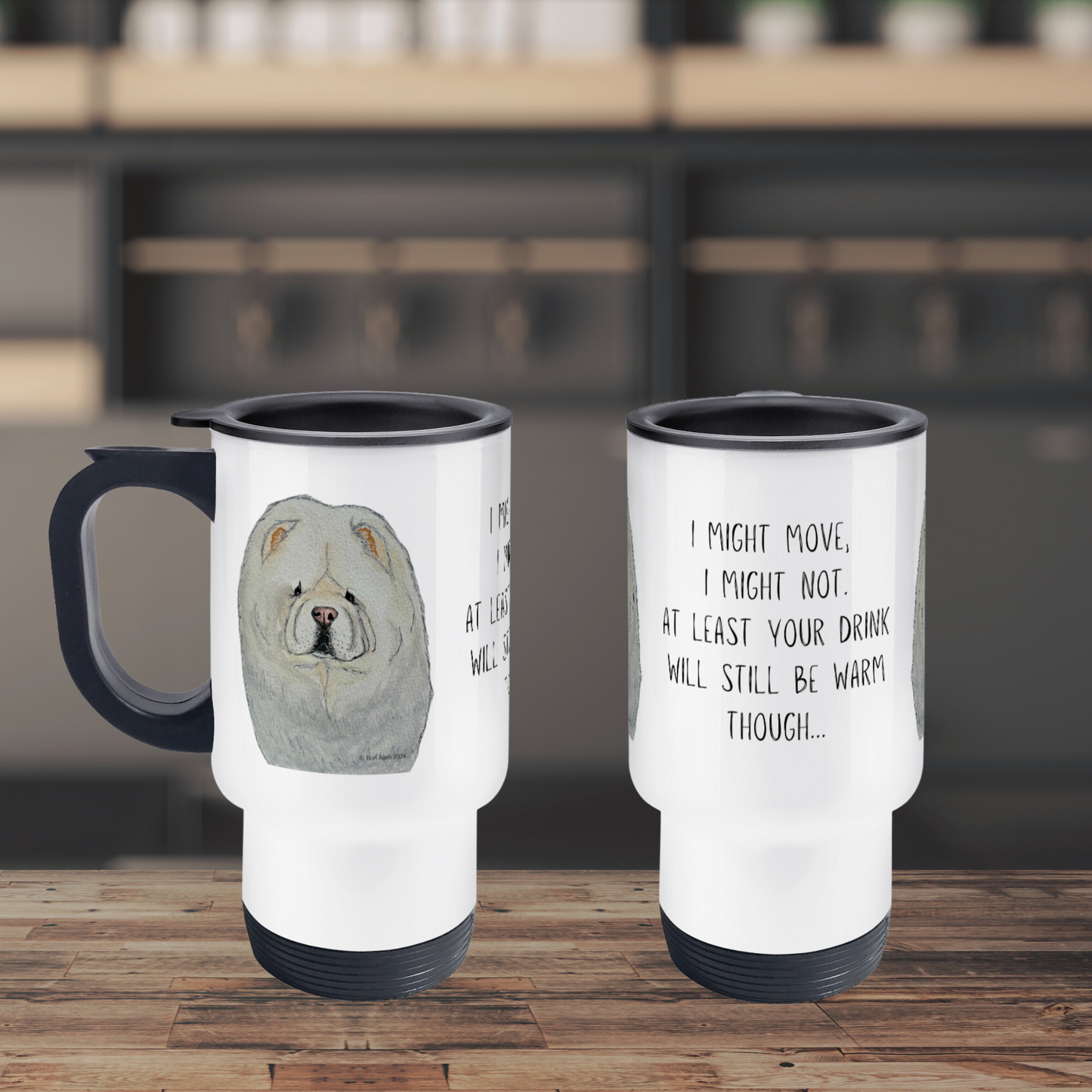 Sip in Style with the Cream Chow Chow Travel Mug – Perfect for the Aloof Floof Lover!