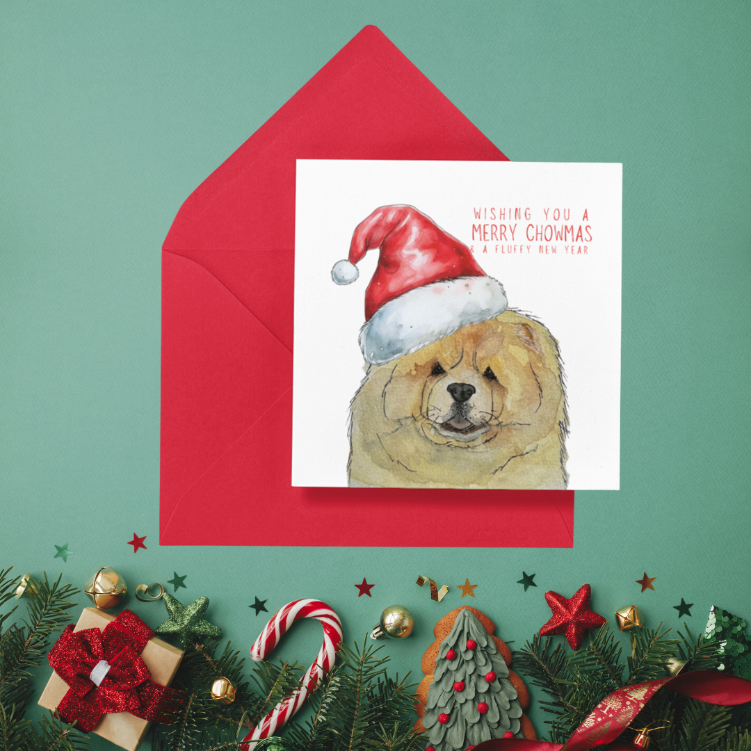 Spread the Fluff! 🐾 Pack of 10 Happy Chowmas & Fluffy New Year Christmas Cards