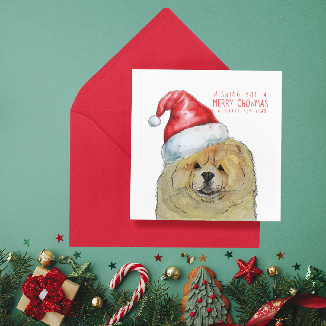 Merry Chowmas: Fawn Chow Chow Christmas Card for a Fluffy Festive Season!