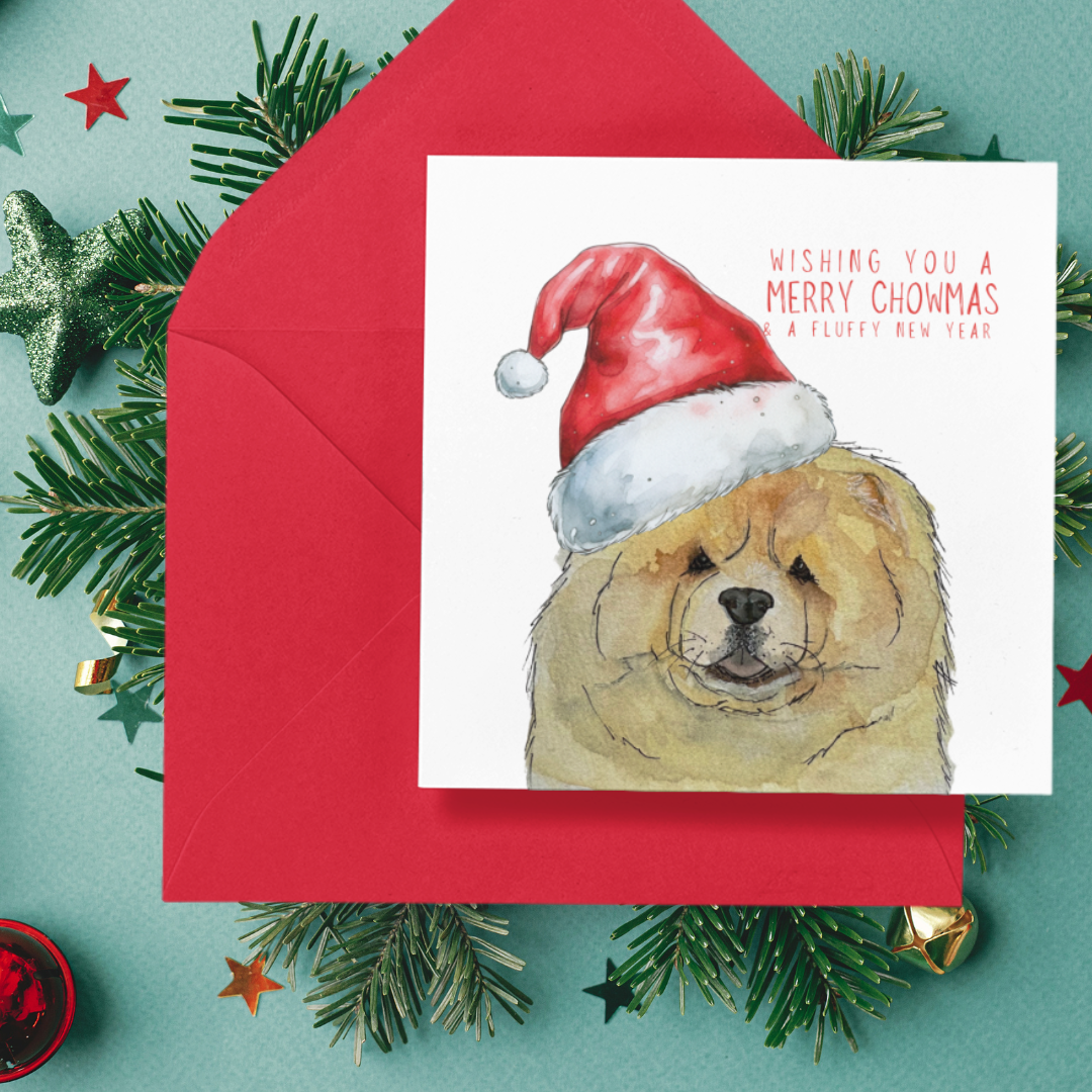 Merry Chowmas: Fawn Chow Chow Christmas Card for a Fluffy Festive Season!