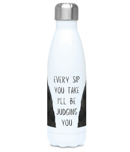 Funny Black Chow Chow Metal Water Bottle – Every Sip You Take, I’ll Be Watching You | Dog Lover Gift