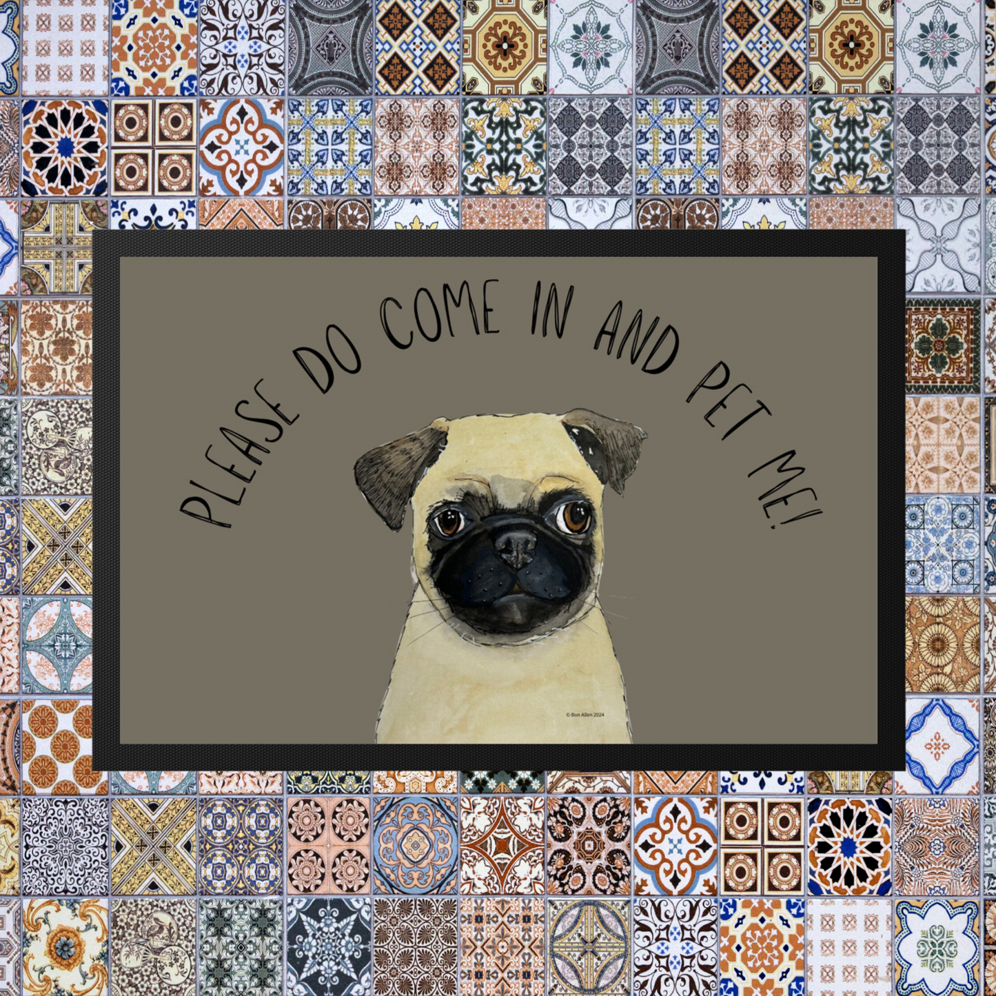 Pug Welcome Mat – 'Please Do Come In and Pet Me!