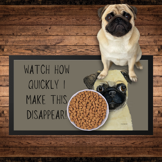 Pug-tastic Pet Bowl Mat – For Messy Eaters with Style!