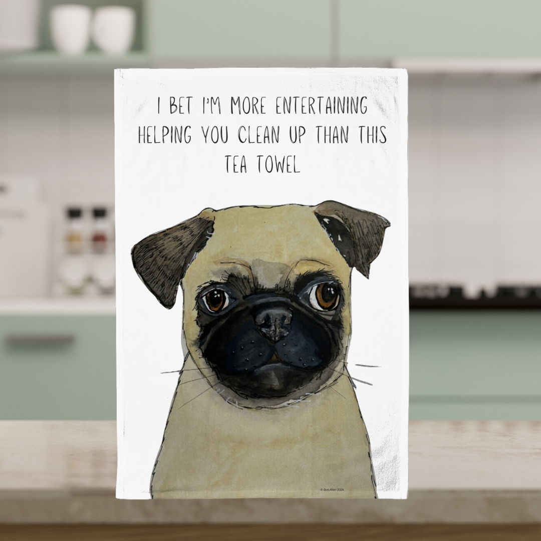 Wipe in Style – Pug Power Tea Towel for Your Kitchen!