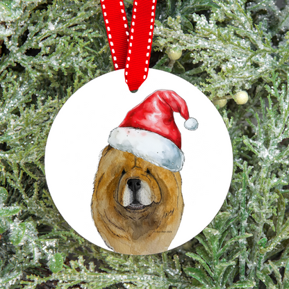 Paws-itively Adorable: Red Chow Chow Ceramic Christmas Ornament! 🎄🐾