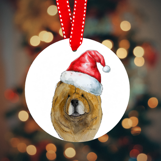 Paws-itively Adorable: Red Chow Chow Ceramic Christmas Ornament! 🎄🐾