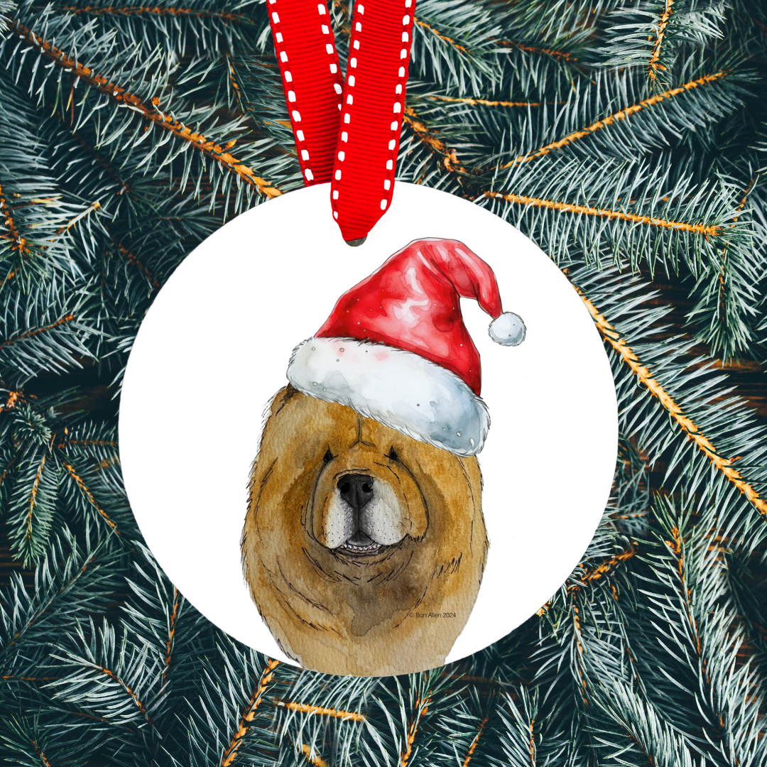 Paws-itively Adorable: Red Chow Chow Ceramic Christmas Ornament! 🎄🐾