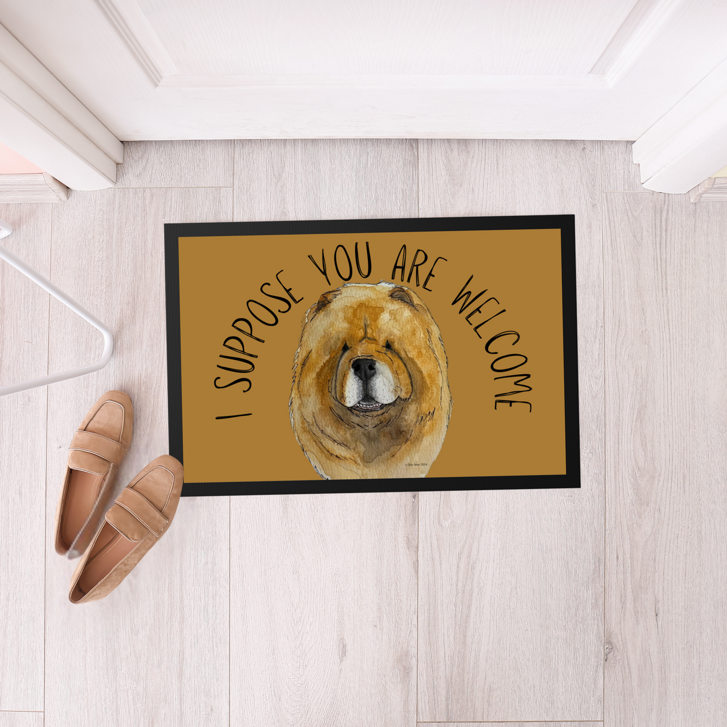 Charming Red Chow Chow Doormat – 'I Suppose You Are Welcome'!