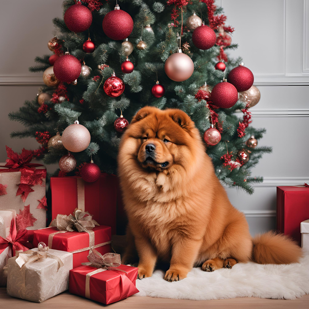 Tis the Season to Be Stubborn: Red Chow Chow Child's Christmas Crewneck Sweatshirt