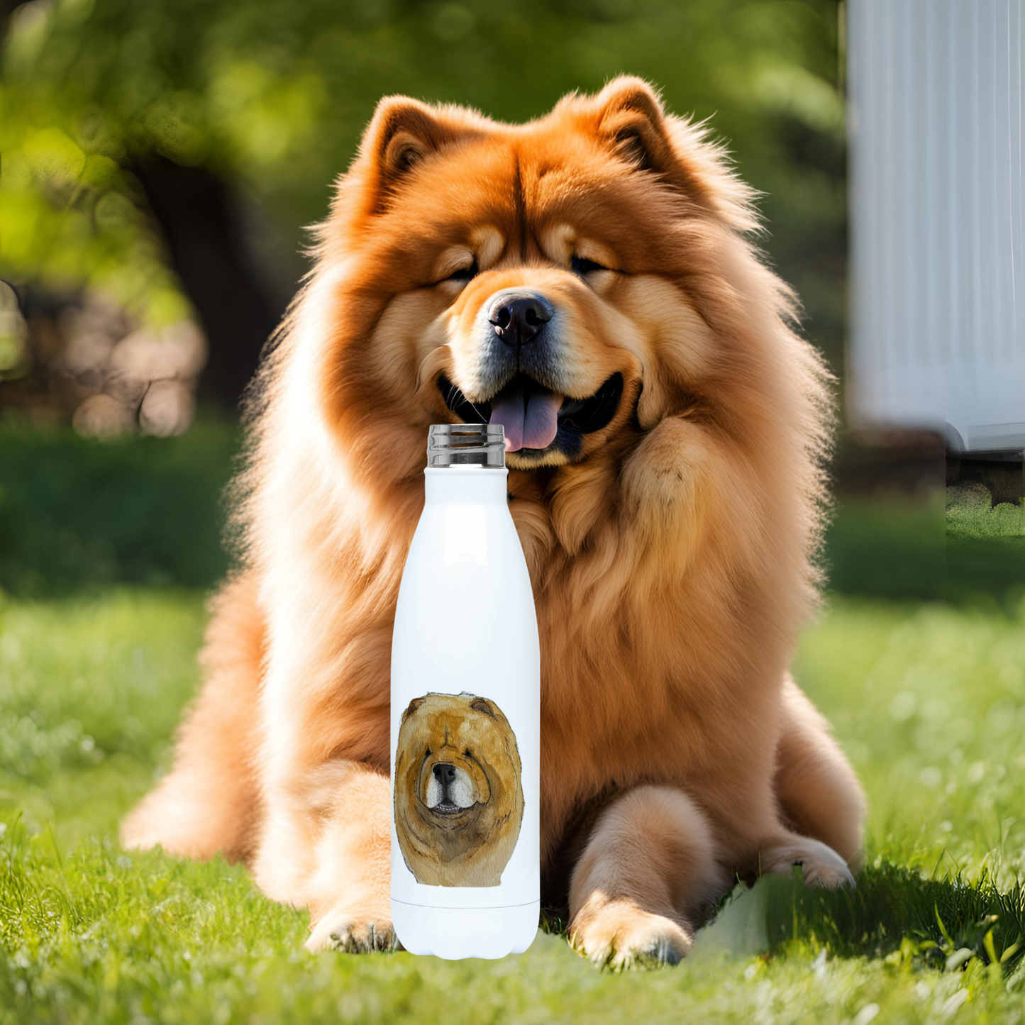 Stay Hydrated with Our Red Chow Chow 500ml Water Bottle!