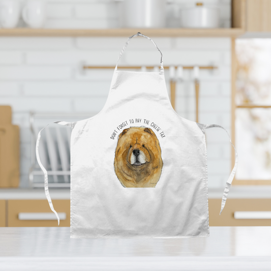 Red Chow Chow 'Cheese Tax' Apron – Cook Like a Fluffy Boss!