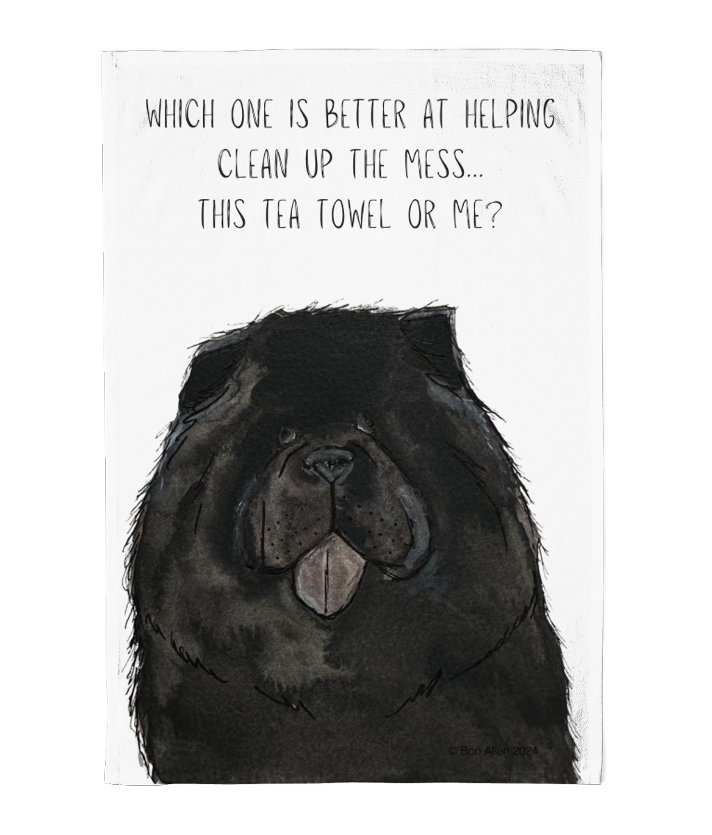 Black Chow Chow Tea Towel – Dry Your Dishes in Floofy Style!