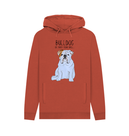 Rust Bulldog Power: Furry Road Drill Men\u2019s Hoodie for Ultimate Cool!