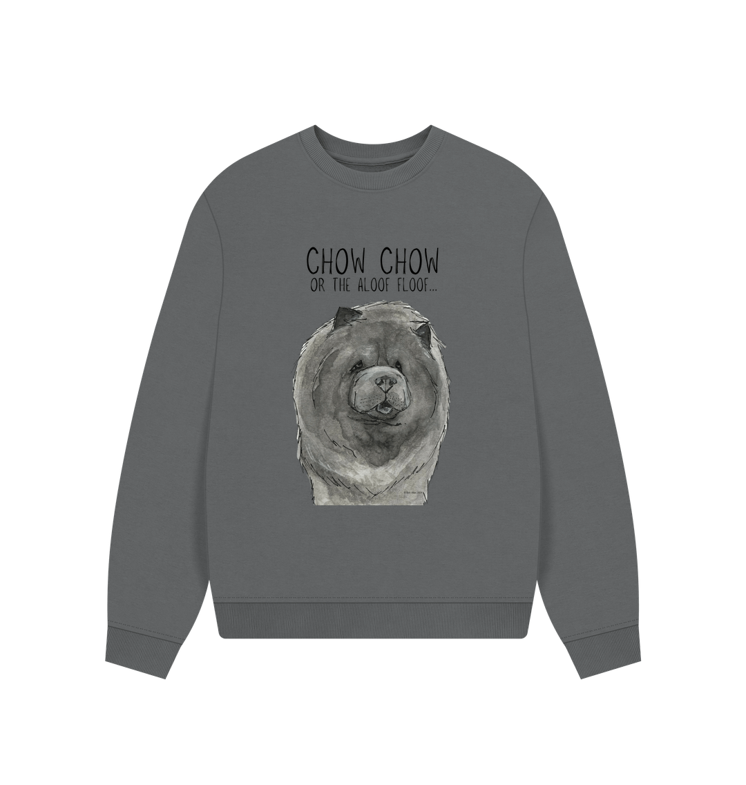 Slate Grey Blue Chow Chow Women's Oversized Sweatshirt