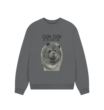 Slate Grey Blue Chow Chow Women's Oversized Sweatshirt