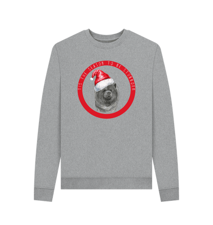 Light Heather Tis the Season to Be Stubborn: Blue Chow Chow Women's Christmas Crewneck Sweatshirt