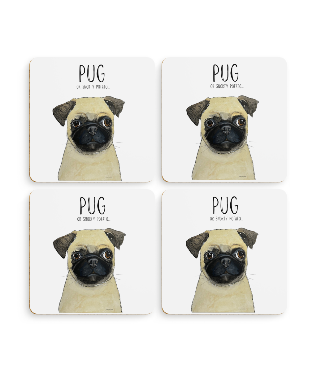 Pug Coaster Set – Pack of 4 for Pug Lovers!