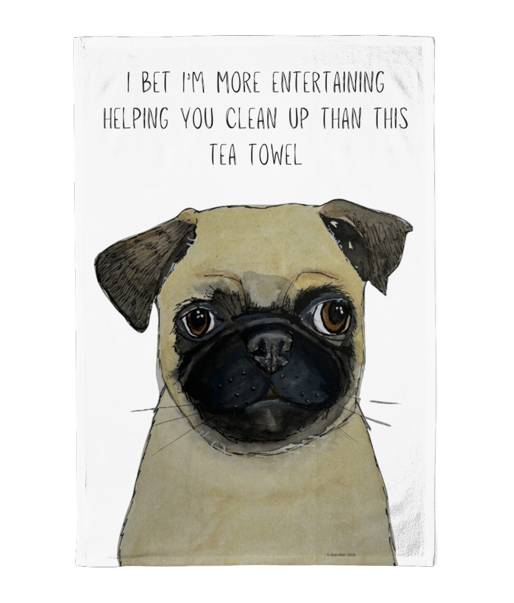 Wipe in Style – Pug Power Tea Towel for Your Kitchen!