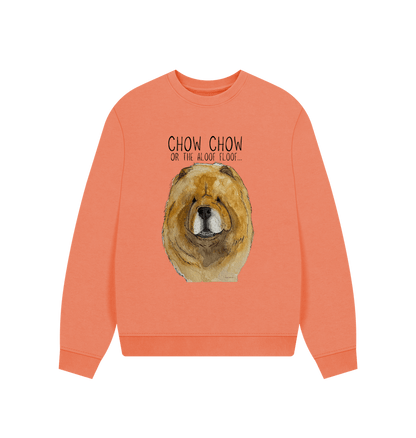 Apricot Red Chow Chow Ladie's Oversized Sweatshirt