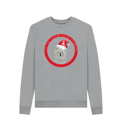 Light Heather Tis the Season to Be Stubborn: Cream Chow Chow Women's Christmas Crewneck Sweatshirt