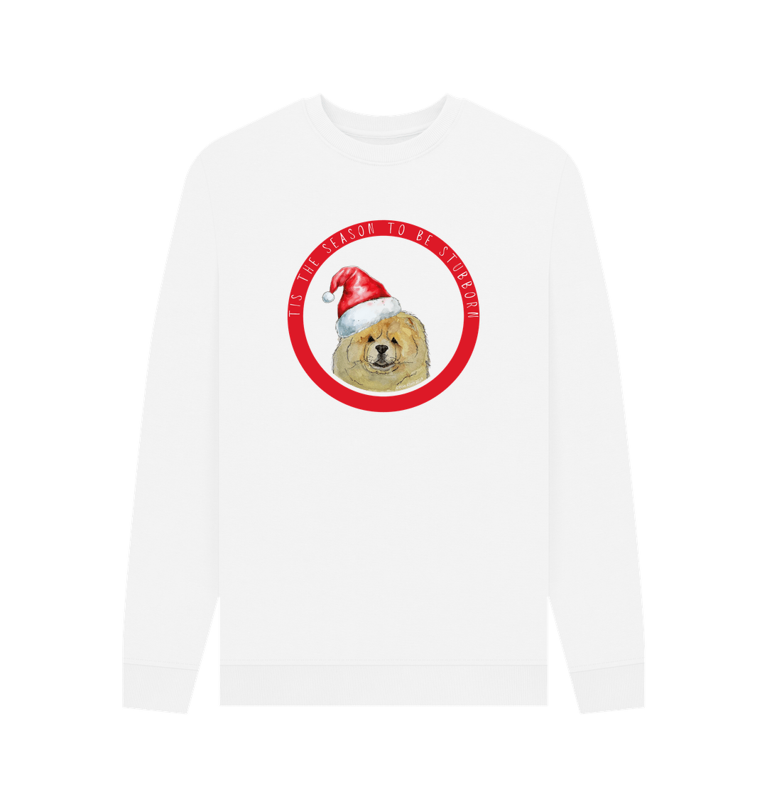 White Stubborn Season: Fawn Chow Chow Christmas Sweatshirt