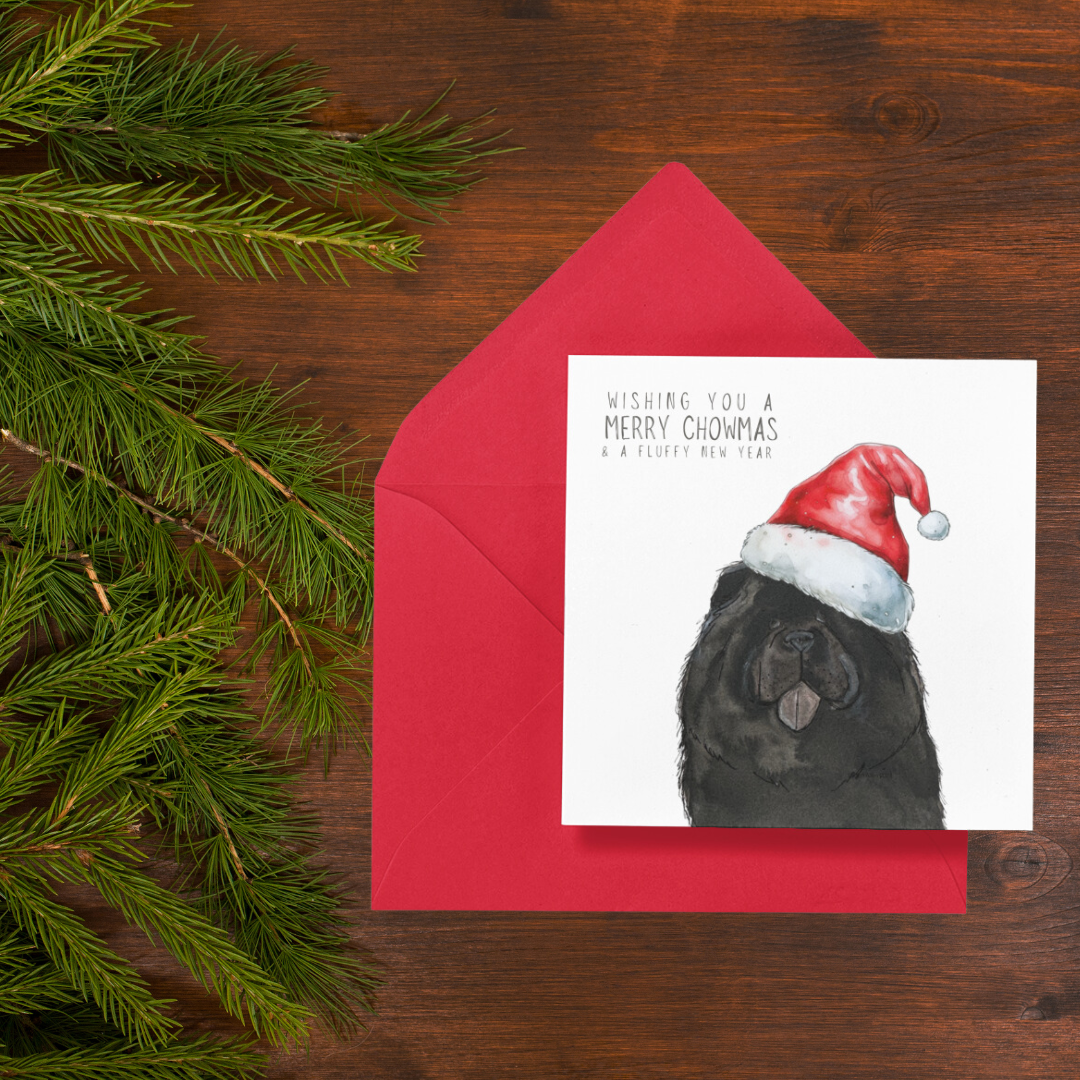 Merry Chowmas: Black Chow Chow Christmas Card for a Fluffy Festive Season!